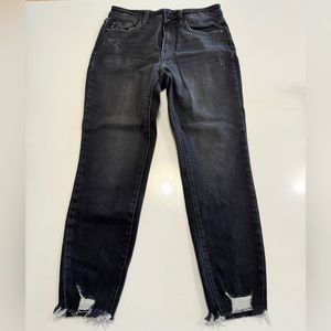 KanCan jeans high rise cropped distressed raw hem Size 11/29 Color Black